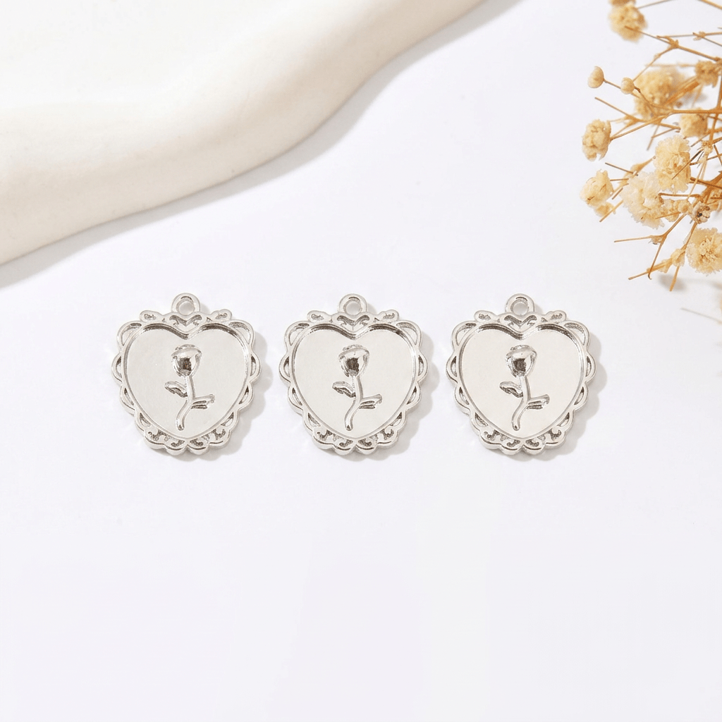 3pcs Copper Synthetic Zirconia Small Flower Pendant for DIY Crafting